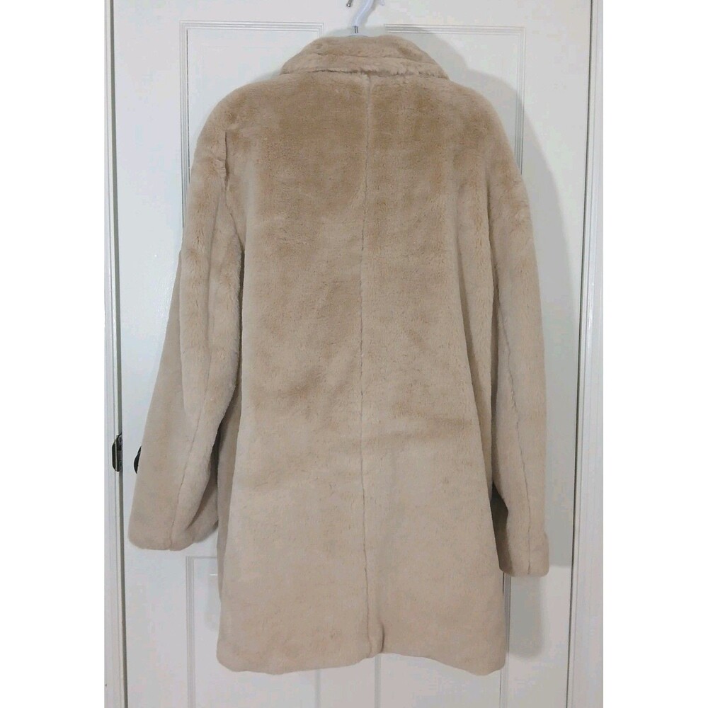 Altar'd State Faux Fur Coat Women's Size L Taupe Beige Double Breasted NWT $120 - Picture 15 of 16